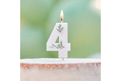 Candle - Number 4 - Pressed Foliage