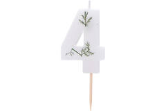 Candle - Number 4 - Pressed Foliage