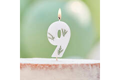 Candle - Number 9 - Pressed Foliage