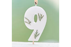 Candle - Number 9 - Pressed Foliage
