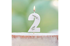 Candle - Number 2 - Pressed Foliage