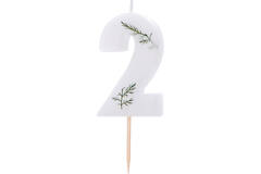 Candle - Number 2 - Pressed Foliage