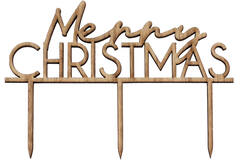 Cake Topper - Merry Christmas - Wood