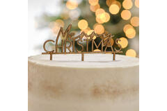 Cake Topper - Merry Christmas - Wood