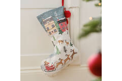 Cotton Stocking - Christmas Scene