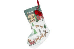 Cotton Stocking - Christmas Scene