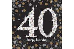 16 Napkins 40 Sparkling Celebration - Silver & Gold 33 x 33 cm