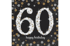 16 Napkins 60 Sparkling Celebration - Silver & Gold 33 x 33 cm