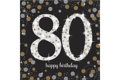 16 Napkins 80 Sparkling Celebration - Silver & Gold 33 x 33 cm