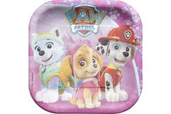 8 Plates Pink Paw Patrol quadratisch Papier 18 x 18 cm