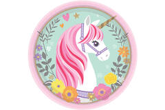 8 Plates Magical Unicorn Round Papier 18 cm