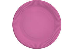 8 Plates Bright Pink Round Paper 23 cm