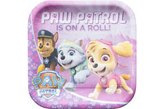 8 Plates Pink Paw Patrol Squared Paper 23 x 23 cm