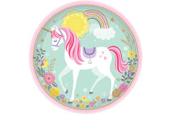 8 Plates Magical Unicorn Round Paper 23 cm