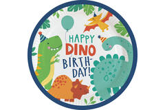 8 Plates Dino-Mite Round Paper 23 cm
