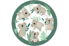 8 Plates Koala Round Paper 23 cm