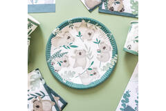 8 Plates Koala Round Paper 23 cm