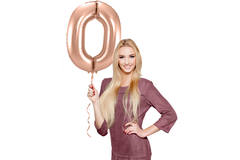 Foil Balloon Number 0 - Rose Gold - 86 cm