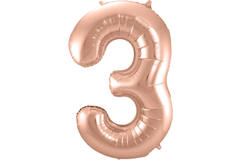 Foil Balloon Number 3 - Rose Gold - 86 cm