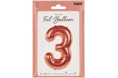 Foil Balloon Number 3 - Rose Gold - 86 cm