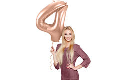 Foil Balloon Number 4 - Rose Gold - 86 cm