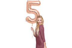 Foil Balloon Number 5 - Rose Gold - 86 cm