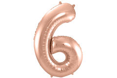 Foil Balloon Number 6 - Rose Gold - 86 cm