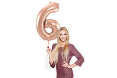 Foil Balloon Number 6 - Rose Gold - 86 cm