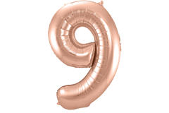 Foil Balloon Number 9 - Rose Gold - 86 cm
