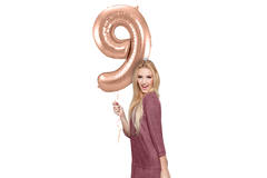 Foil Balloon Number 9 - Rose Gold - 86 cm