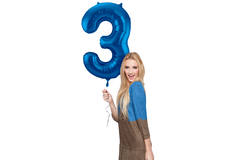 Foil Balloon Number 3 - Blue - 86 cm