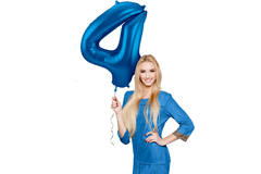 Foil Balloon Number 4 - Blue - 86 cm