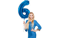 Foil Balloon Number 6 - Blue - 86 cm