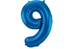 Foil Balloon Number 9 - Blue - 86 cm
