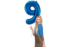 Foil Balloon Number 9 - Blue - 86 cm
