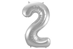 Foil Balloon Number 2 - Silver - 86 cm