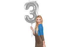 Foil Balloon Number 3 - Silver - 86 cm