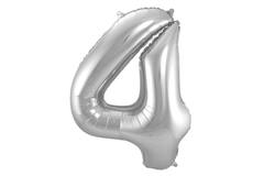 Foil Balloon Number 4 - Silver - 86 cm