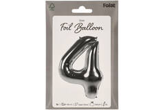 Foil Balloon Number 4 - Silver - 86 cm