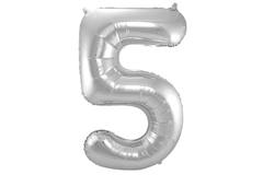 Foil Balloon Number 5 - Silver - 86 cm