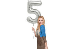 Foil Balloon Number 5 - Silver - 86 cm
