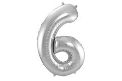 Foil Balloon Number 6 - Silver - 86 cm