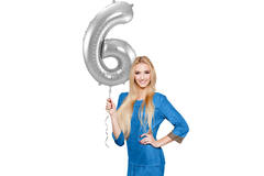 Foil Balloon Number 6 - Silver - 86 cm