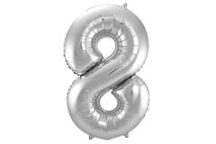 Foil Balloon Number 8 - Silver - 86 cm
