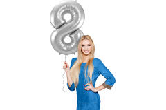 Foil Balloon Number 8 - Silver - 86 cm