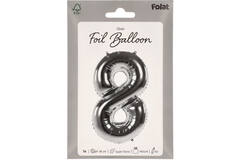 Foil Balloon Number 8 - Silver - 86 cm