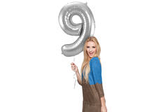 Foil Balloon Number 9 - Silver - 86 cm