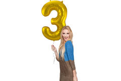 Foil Balloon Number 3 - Gold - 86 cm