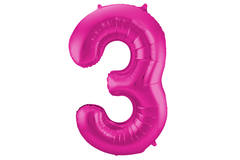 Foil Balloon Number 3 - Magenta - 86 cm