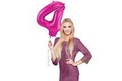Foil Balloon Number 4 - Magenta - 86 cm